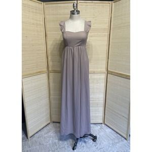 Show Me Your MuMu Small June Maxi Dress Bridesmaids Taupe Empire Waist Chiffon